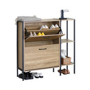 CARLA HOME 2 Flip Shoe Cabinet with Side Shelf - 88 cm Oak - Brown - Shoe Cabinet With Shelf-1