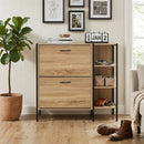 CARLA HOME 2 Flip Shoe Cabinet with Side Shelf - 88 cm Oak - Brown - Shoe Cabinet With Shelf-2