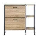 CARLA HOME 2 Flip Shoe Cabinet with Side Shelf - 88 cm Oak - Brown - Shoe Cabinet With Shelf-9