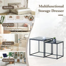 CARLA HOME Nesting Side Table Set of 2 - Black Steel Frame - Classic - Tables Living Room-4