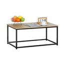 CARLA HOME Modern Rustic Coffee Table - Wood Top Metal Frame - Brown - Steel - Modern Coffee Table-1