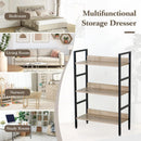 CARLA HOME 3 Tier Bookshelf - Wood Metal Display Shelf - Brown - Rustic - Steel - Living Room Office-4