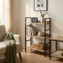 CARLA HOME 3 Tier Bookshelf - Wood Metal Display Shelf - Brown - Rustic - Steel - Living Room Office-7