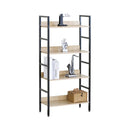 CARLA HOME 4 Tier Bookshelf - Wood Metal Display Shelf - Brown - Rustic - Steel - Living Room Office-1