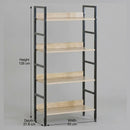CARLA HOME 4 Tier Bookshelf - Wood Metal Display Shelf - Brown - Rustic - Steel - Living Room Office-3