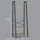CARLA HOME 5 Tier Ladder Shelf - Wood Metal Display Bookcase - Brown - Rustic - Steel-3