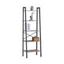 CARLA HOME 5 Tier Ladder Shelf - Wood Metal Display Bookcase - Brown - Rustic - Steel-9