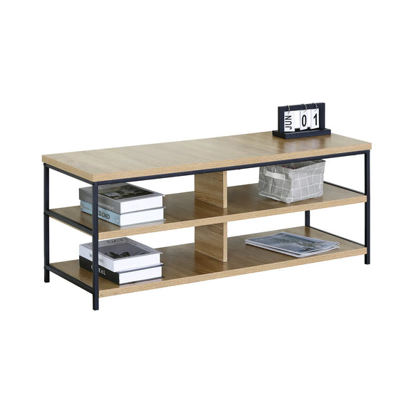 CARLA HOME Tv Stand 3 Tier Open Shelf Entertainment Console - Brown - Rustic - Steel