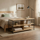 CARLA HOME Tv Stand 3 Tier Open Shelf Entertainment Console - Brown - Rustic - Steel-7