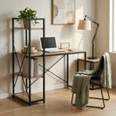 CARLA HOME Computer Desk with 4 Shelf Bookcase - Steel - Brown - Rustic - Office Desk Computer-7