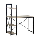 CARLA HOME Computer Desk with 4 Shelf Bookcase - Steel - Brown - Rustic - Office Desk Computer-9