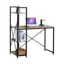 CARLA HOME Computer Desk with 4 Shelf Bookcase - Steel - Brown - Rustic - Office Desk Computer-10