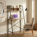 CARLA HOME Ladder Desk with Shelves - Steel Frame - Oak - 84cm - Brown - Study Desk-6