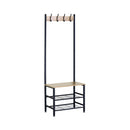 CARLA HOME Hall Tree Coat Rack with Bench - 5 Hooks - Brown - Rustic - Garment Rack-8