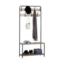 CARLA HOME Hall Tree Coat Rack with Bench - 8 Hooks - Brown - Rustic - Garment Rack-9