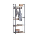 CARLA HOME Freestanding Garment Rack - 5 Hooks 4 Shelves - Brown - Rustic - Steel-1