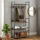 CARLA HOME Freestanding Garment Rack - 5 Hooks 4 Shelves - Brown - Rustic - Steel-2