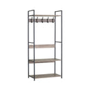 CARLA HOME Freestanding Garment Rack - 5 Hooks 4 Shelves - Brown - Rustic - Steel-8
