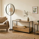 CARLA HOME Coffee Table with 2 Drawers - Open Shelf - Brown - Rustic - Steel - Living Room Bedroom-7