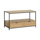 CARLA HOME Coffee Table with 2 Drawers - Open Shelf - Brown - Rustic - Steel - Living Room Bedroom-9