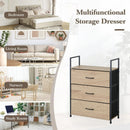 CARLA HOME 3 Drawer Tallboy Large Storage Cabinet - Brown - Rustic - Steel - Chest Drawers Tallboy-4