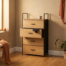 CARLA HOME 4 Drawer Tallboy Large Storage Cabinet - Brown - Rustic - Steel - Chest Drawers Tallboy-5