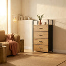 CARLA HOME 4 Drawer Tallboy Large Storage Cabinet - Brown - Rustic - Steel - Chest Drawers Tallboy-6