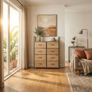 CARLA HOME 8 Drawer Tallboy Large Storage Cabinet - Brown - Rustic - Steel - Chest Drawers Tallboy-6