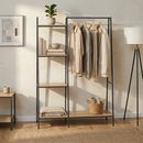CARLA HOME Freestanding Garment Rack with Shelves - 4 Tier - Brown - Garment Rail-2