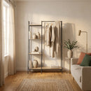 CARLA HOME Freestanding Garment Rack with Shelves - 4 Tier - Brown - Garment Rail-6