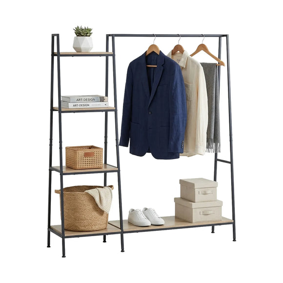 CARLA HOME Freestanding Garment Rack with Shelves - 4 Tier - Brown - Garment Rail