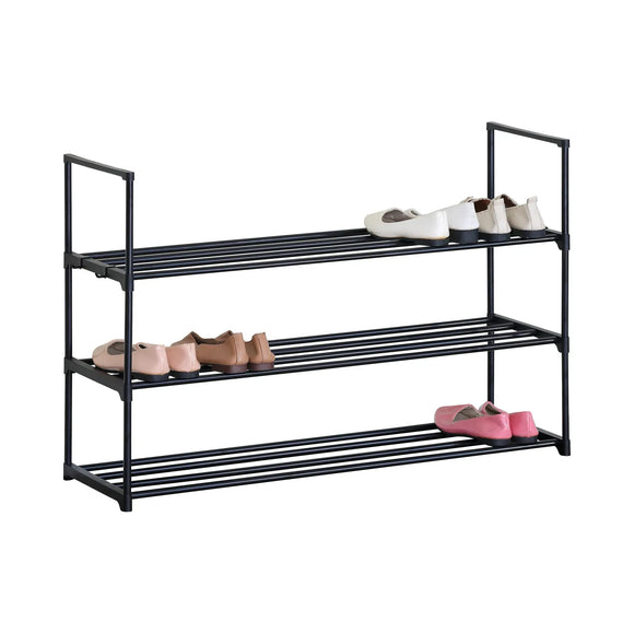 CARLA HOME 3 Tier Metal Shoe Rack - Free Standing Organiser - Black - Basic - Steel
