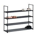 CARLA HOME 4 Tier Metal Shoe Rack - Free Standing Organiser - Black - Basic - Steel-1