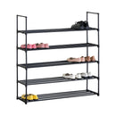 CARLA HOME 5 Tier Metal Shoe Rack - Free Standing Organiser - Black - Basic - Steel-1