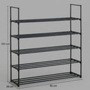 CARLA HOME 5 Tier Metal Shoe Rack - Free Standing Organiser - Black - Basic - Steel-3