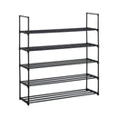 CARLA HOME 5 Tier Metal Shoe Rack - Free Standing Organiser - Black - Basic - Steel-8