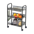 CARLA HOME 3 Tier Rolling Kitchen Trolley Cart - Metal Mesh - Black - Basic - Steel-9