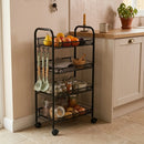CARLA HOME 4 Tier Rolling Kitchen Trolley Cart - Metal Mesh - Black - Basic - Steel-5