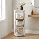 CARLA HOME 3 Tier Rolling Laundry Basket - White with Wheels - Basic - Plastic - 3 - tier Rolling Laundry-2