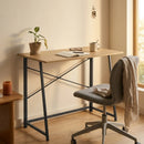 CARLA HOME Foldable Computer Desk - Oak Steel Frame Study Table - Brown - Foldable Desk-2