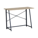 CARLA HOME Foldable Computer Desk - Oak Steel Frame Study Table - Brown - Foldable Desk-9