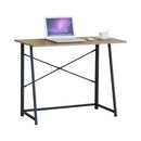 CARLA HOME Foldable Computer Desk - Oak Steel Frame Study Table - Brown - Foldable Desk-10
