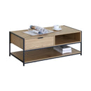 CARLA HOME Coffee Table with Drawer - Wood and Metal Frame - Brown - Rustic - Steel-1