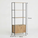 CARLA HOME Bookcase with Cabinet - 3 - Tier Display Shelf - Brown - Storage Cabinet-3
