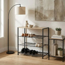 CARLA HOME 4 Tier Shoe Rack with Mdf Top Shelf - Metal - Brown - Rustic - Steel - Metal Mesh Shelves-5