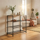 CARLA HOME 4 Tier Shoe Rack with Mdf Top Shelf - Metal - Brown - Rustic - Steel - Metal Mesh Shelves-6