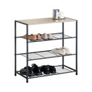 CARLA HOME 4 Tier Shoe Rack with Mdf Top Shelf - Metal - Brown - Rustic - Steel - Metal Mesh Shelves-9