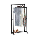 CARLA HOME Double Rod Garment Rack with Wheels - Black - Basic - Steel - Double Rod Clothes-1