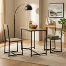 CARLA HOME 3 - Piece Dining Table Set - Square Table 2 Chairs - Brown - Dinning Table-6