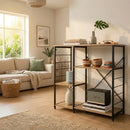CARLA HOME Kitchen Baker's Rack 4 Tier - Metal Shelf with Hooks - Brown - Kitchen Rack-5